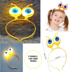 Led Işıklı & Pilli 3 Farklı Modda Yanan Uzaylı Göz Parti Tacı..