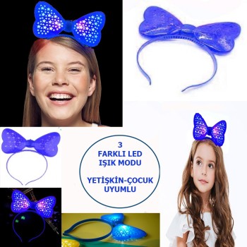 Led Işıklı & Pilli 3 Farklı Modda Yanan Yıldızlı Fiyonk Parti..