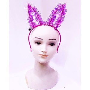 Led Işıklı Püsküllü Pembe Renk Tavşan Tacı 21X17 Cm