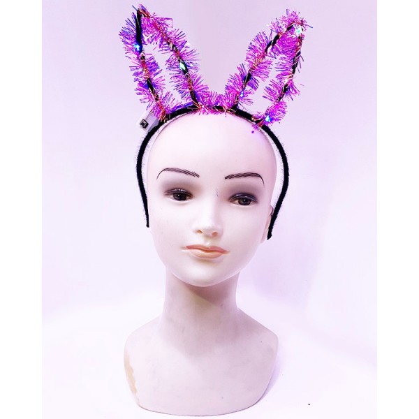 Led Işıklı Püsküllü Siyah Renk Tavşan Tacı 21X17 Cm