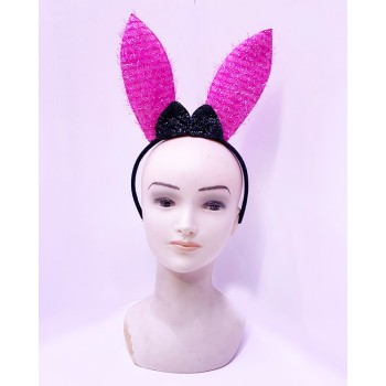 Led Işıklı Yanar Söner Püsküllü Pembe Renk Tavşan Tacı 28X19 Cm