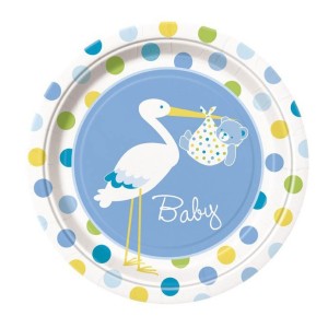 Leylek Temalı Mavi Renk Erkek Baby Boy Stork Baby Shower Parti Ta..