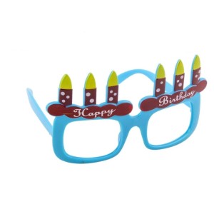 Mavi Renk Happy Birthday Yazılı Mum Görselli Doğum Günü Parti Göz..