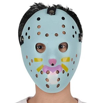 Mavi Renk Kırmızı Çizgili Tam Yüz Hokey Jason Maskesi Hannibal Ma..
