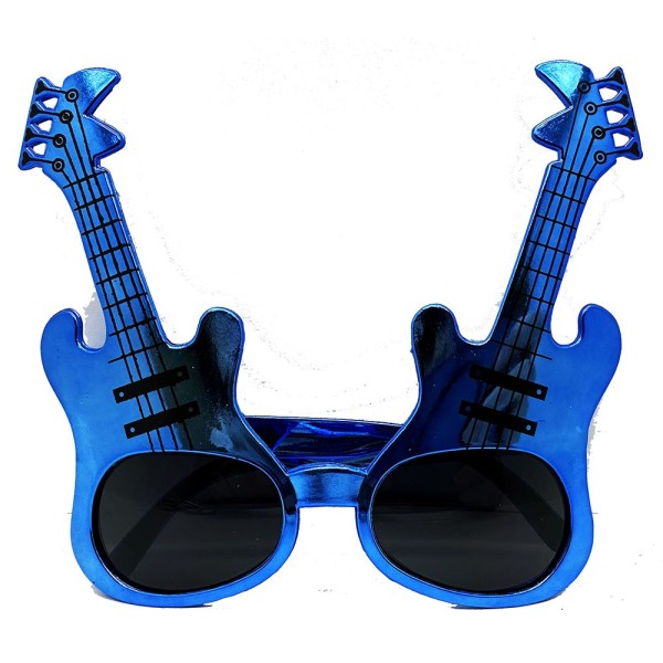 Mavi Renk Rockn Roll Gitar Şekilli Parti Gözlüğü 15X15 Cm