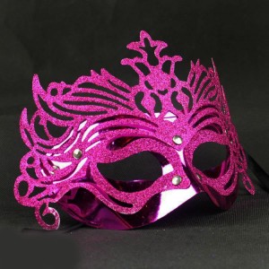 Metalik Fuşya Pembe Renk Masquerade Kelebek Simli Parti Maskesi 2..