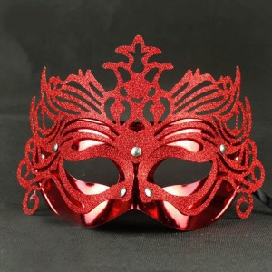 Metalik Kırmızı Renk Masquerade Kelebek Simli Parti Maskesi 23X14..