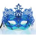 Metalik Mavi Renk Masquerade Kelebek Simli Parti Maskesi 23X14 Cm