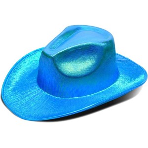 Neon Hologramlı Kovboy Model Parti Şapkası Mavi Yetişkin 39X36X14..