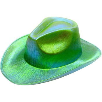 Neon Hologramlı Kovboy Model Parti Şapkası Yeşil Yetişkin 39X36X1..