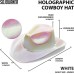 Neon Hologramlı Kovboy Model Parti Şapkası Beyaz Yetişkin 39X36X14 Cm