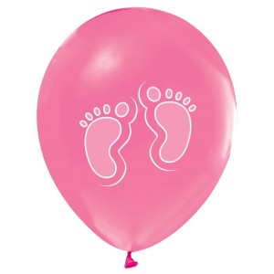 Pembe Balon Üzeri Beyaz Ayak Patik Baskılı Baby Shower Partisi Ba..