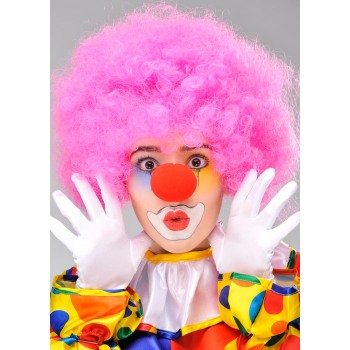 Pembe Renk Kıvırcık Afro Bonus Peruk Takma Saç Ve Kırmızı Burun S..