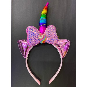 Rengarenk Boynuzlu At Figürlü Çocuk Pullu Unicorn Tacı 17X27 Cm