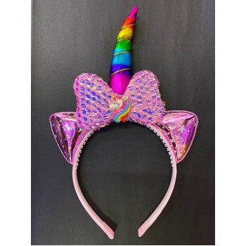 Rengarenk Boynuzlu At Figürlü Çocuk Pullu Unicorn Tacı 17X27 Cm