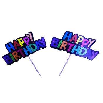 Rengarenk Harflerle Happy Birthday Yazılı Parti Kürdan Süsü 2 Ade..