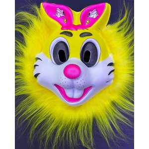 Sarı Peluşlu Pembe Kulaklı Kırılmaz Yumuşak Tavşan Maskesi 22X19 ..