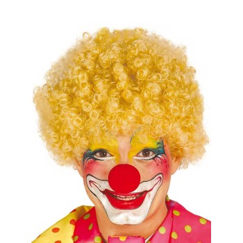 Sarı Renk Kıvırcık Afro Bonus Peruk Takma Saç Ve Kırmızı Burun Se..