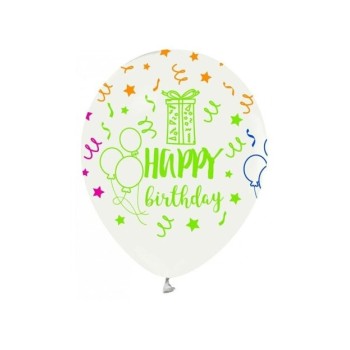 Şeffaf Balon Üzeri Floresan Rengarenk İyiki Doğdun Yazılı Parti B..