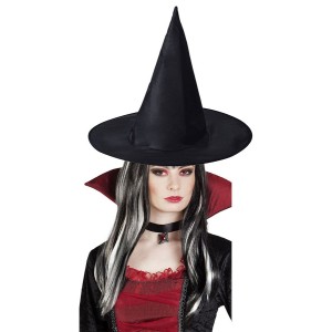 Siyah Beyaz Dracula Cadı Peruğu - Siyah Cadı Şapkası