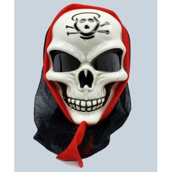 Siyah Pelerinli Danger Baskılı Dişli İskelet Kuru Kafa Maske 24X1..