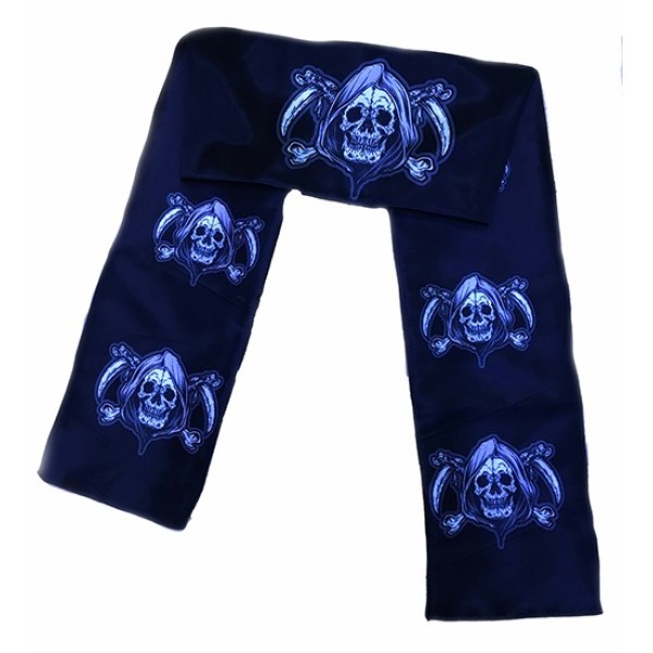 Siyah Renk Beyaz Korsan Kuru Kafa Kılıç Baskılı Atkı Banner Dekor 150X17 Cm