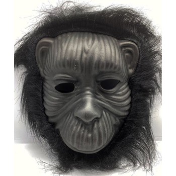 Siyah Renk Eva Goril Maskesi - Siyah Peluşlu Tüylü Orangutan Mask..
