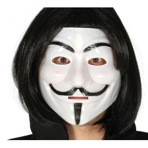 Siyah Renk Takma Kısa Saç Ve V For Vendetta Maskesi Anonymous Mas..