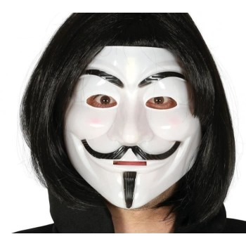 Siyah Renk Takma Kısa Saç Ve V For Vendetta Maskesi Anonymous Mas..