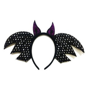 Siyah Renk Yarasa Model Boynuzlu Halloween Tacı 37X19 Cm