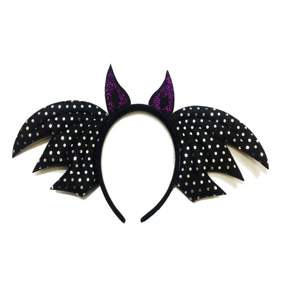 Siyah Renk Yarasa Model Boynuzlu Halloween Tacı 37X19 Cm