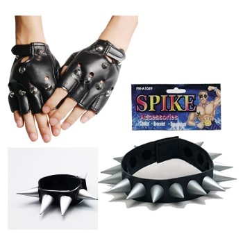 Spike Punk Eldiveni Punk Kolyesi Ve Punk Bileklik Seti