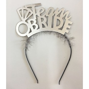 Team Bride Yazılı Alyanslı Gümüş Renk Parti Tacı