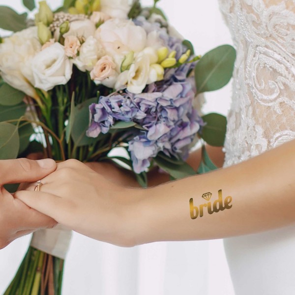 Tekli Bride Tattoo Model 2 - Altın Yaldız - 5,5 Cm X 5,5 Cm - Geçici Dövme