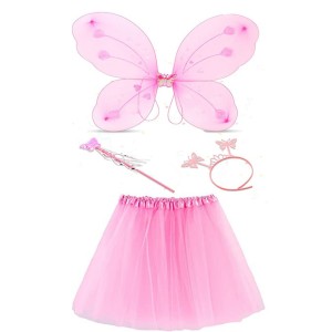 Toz Pembe Kelebek Kostümü - Toz Pembe Kelebek Kostüm Aksesuar Set..