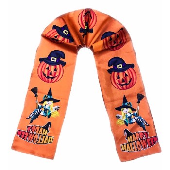 Turuncu Renk Balkabağı Cadı Baskılı Halloween Atkı Banner Dekor 1..