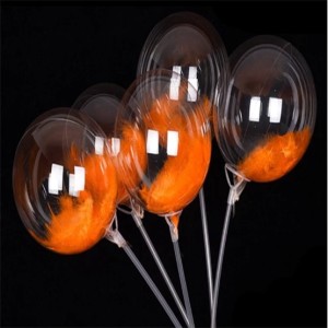Turuncu Tüylü Dekorasyon Şeffaf Balon 24 İnch
