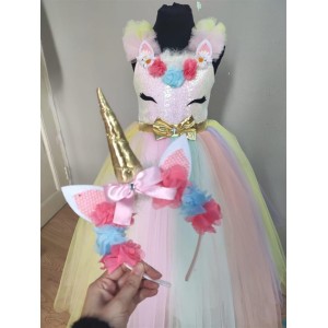Unicorn Çocuk Kostümü - Unicorn Pony Kostümü Ve Taç Seti 5-7 Yaş