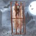 Ürpertici Scary Halloween Sesli Hareketli Sensörlü Beyaz Kuru Kafa Dekor 90 Cm