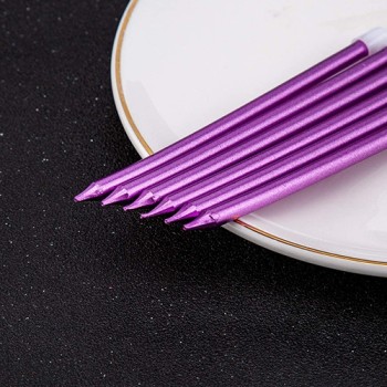 Uzun Mor Renk Pasta Parti Mumu 6 Adet 16 Cm