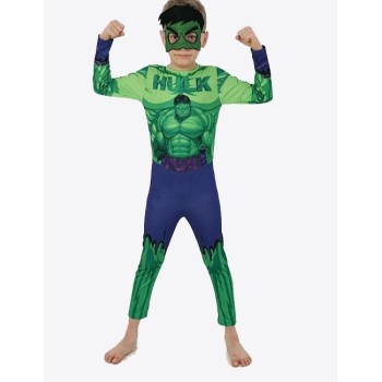 Yeşil Maskeli Baskılı Hulk Kostümü Çocuk Boy - Yeşil Dev Kostümü ..