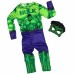 Yeşil Maskeli Baskılı Hulk Kostümü Çocuk Boy - Yeşil Dev Kostümü 9-10 Yaş