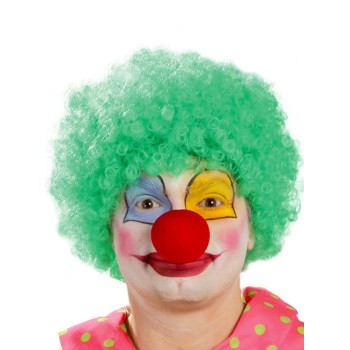 Yeşil Renk Kıvırcık Afro Bonus Peruk Takma Saç Ve Kırmızı Burun S..
