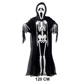 Yetişkin Boy İskelet Kostüm-Fosforlu İskelet Eldiven-İskelet Mask..