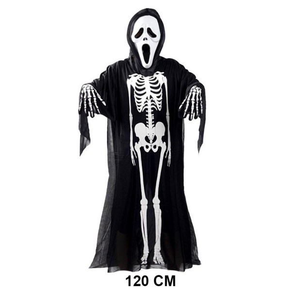 Yetişkin Boy İskelet Kostüm-Fosforlu İskelet Eldiven-İskelet Maske Seti