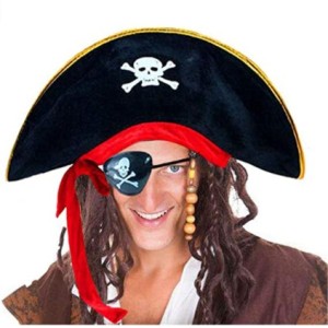 Yetişkin Boy Kadife Kaptan Jack Sparrow Korsan Şapkası Ve Plastik..