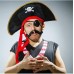 Yetişkin Boy Kadife Kaptan Jack Sparrow Korsan Şapkası Ve Plastik Korsan Göz Maskesi