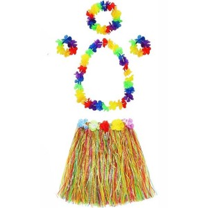Yetişkin Ve Çocuk Uyumlu Luau Aloha Hawaii Kolye Renkli Etek Taç ..