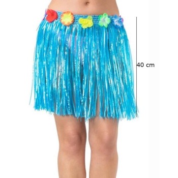 Yetişkin Ve Çocuk Uyumlu Mavi Renk Püsküllü Hawaii Luau Hula Etek..