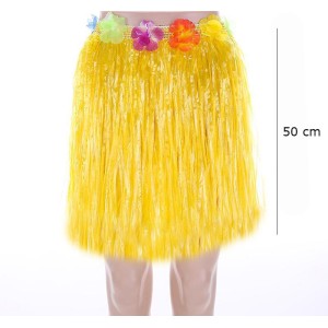 Yetişkin Ve Çocuk Uyumlu Sarı Renk Püsküllü Hawaii Luau Hula Etek..